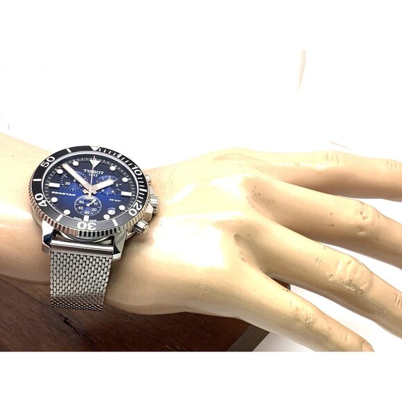 Tissot Men's Watch Seastar Chronograph Swiss Quartz Blue Black T1204171104102 - Picture 4 of 14